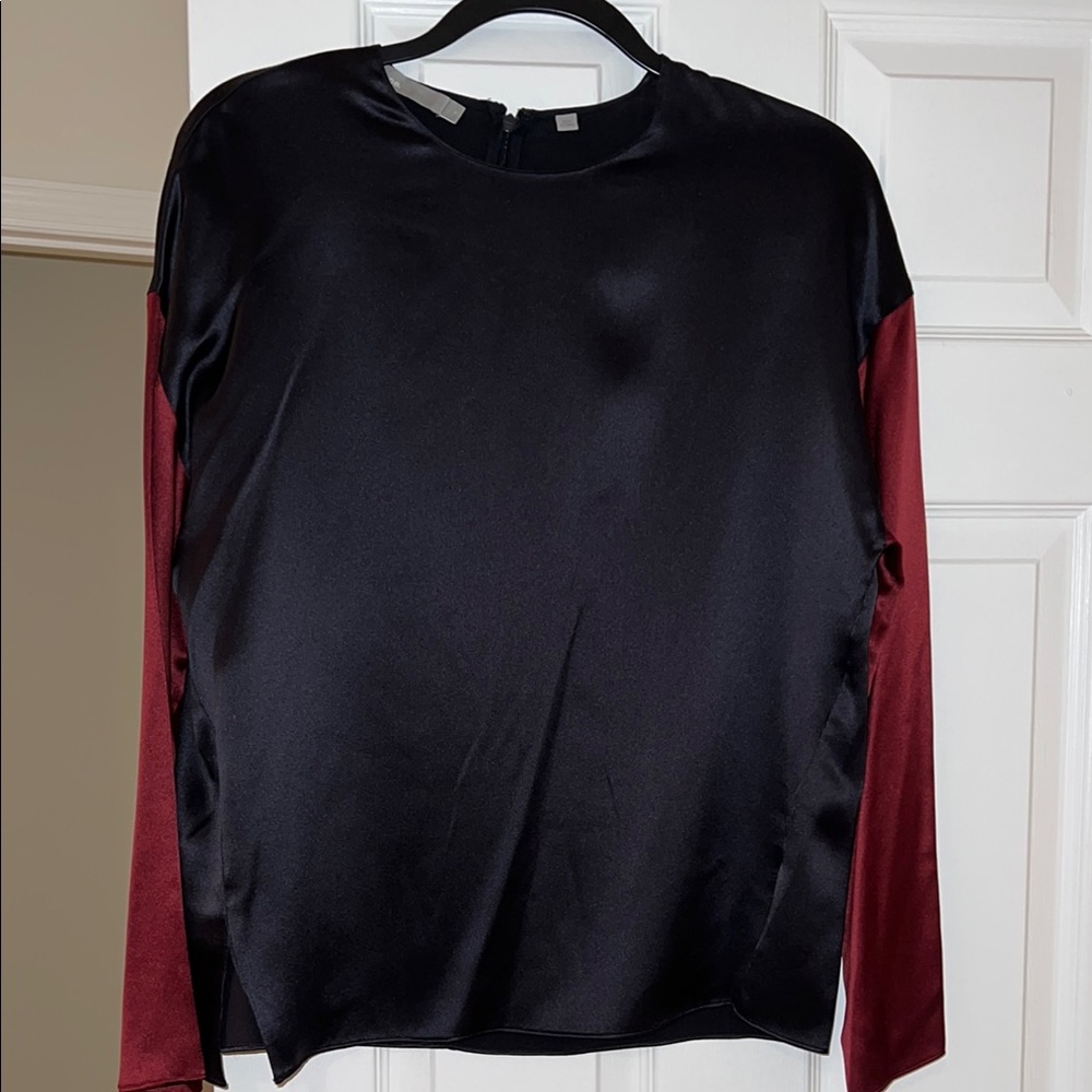 Vince - Silk Elegant Black and Burgundy Women's Top